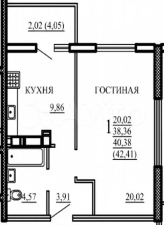 1-к. квартира, 42,4 м, 19/23 эт. - Фото 0
