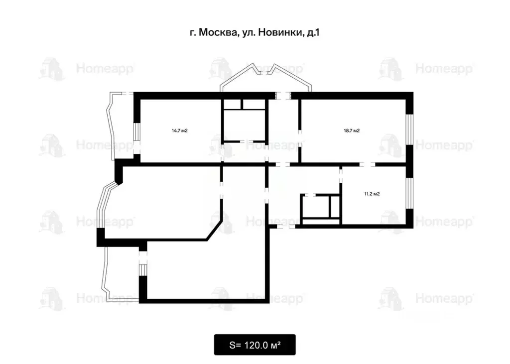 4-к кв. Москва ул. Новинки, 1 (120.0 м) - Фото 1