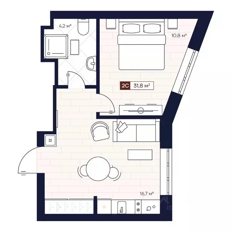2-к кв. Новосибирская область, Новосибирск ул. Кошурникова, с24 (31.75 ... - Фото 0