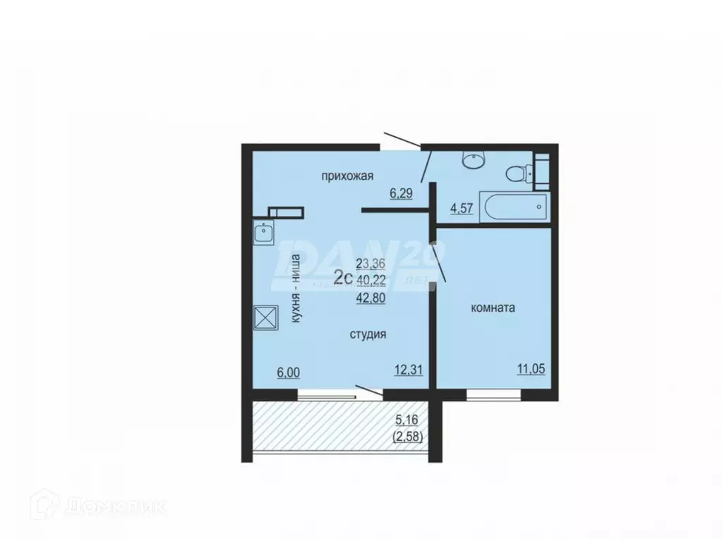 Продаётся 1-к квартира, 42.91 м - Фото 0