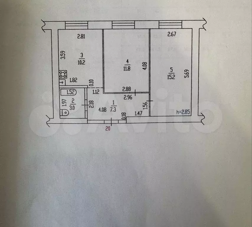 2-к. квартира, 47,5 м, 3/5 эт. - Фото 0