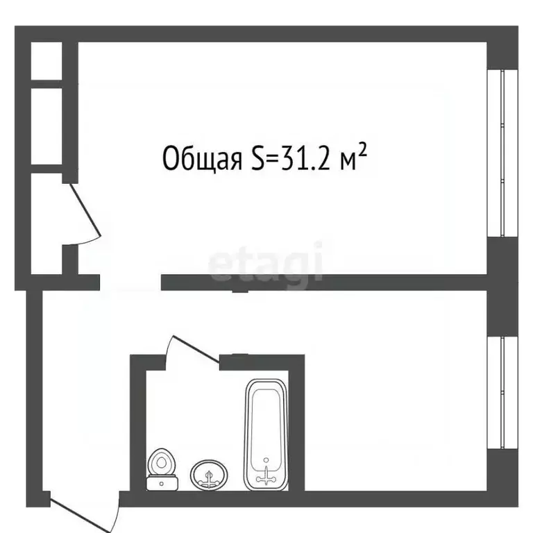 1-к кв. Кемеровская область, Юрга ул. Мира, 15 (31.2 м) - Фото 1