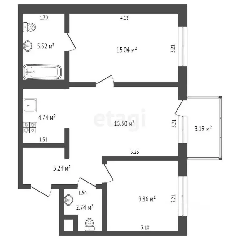 2-к кв. Тюменская область, Тюмень ул. Газовиков, 40 (58.9 м) - Фото 1