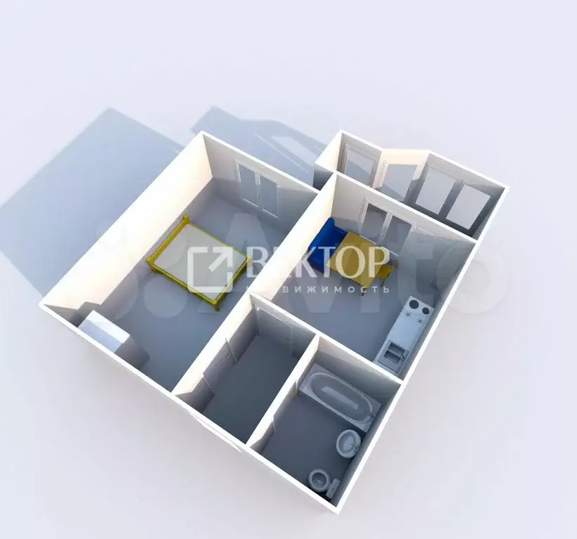 1-к. квартира, 37,6 м, 6/9 эт. - Фото 0