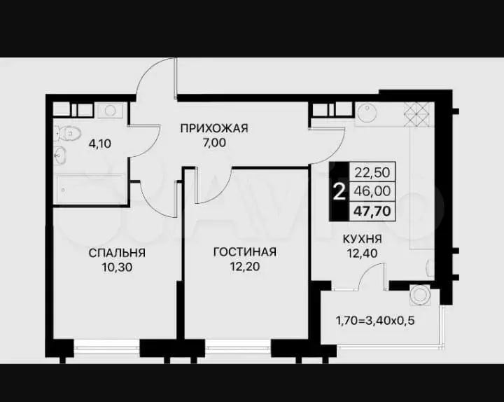 2-к. квартира, 50 м, 4/18 эт. - Фото 0
