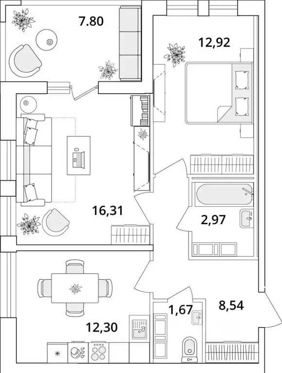 2-к кв. Санкт-Петербург Предпортовая тер.,  (58.6 м) - Фото 0