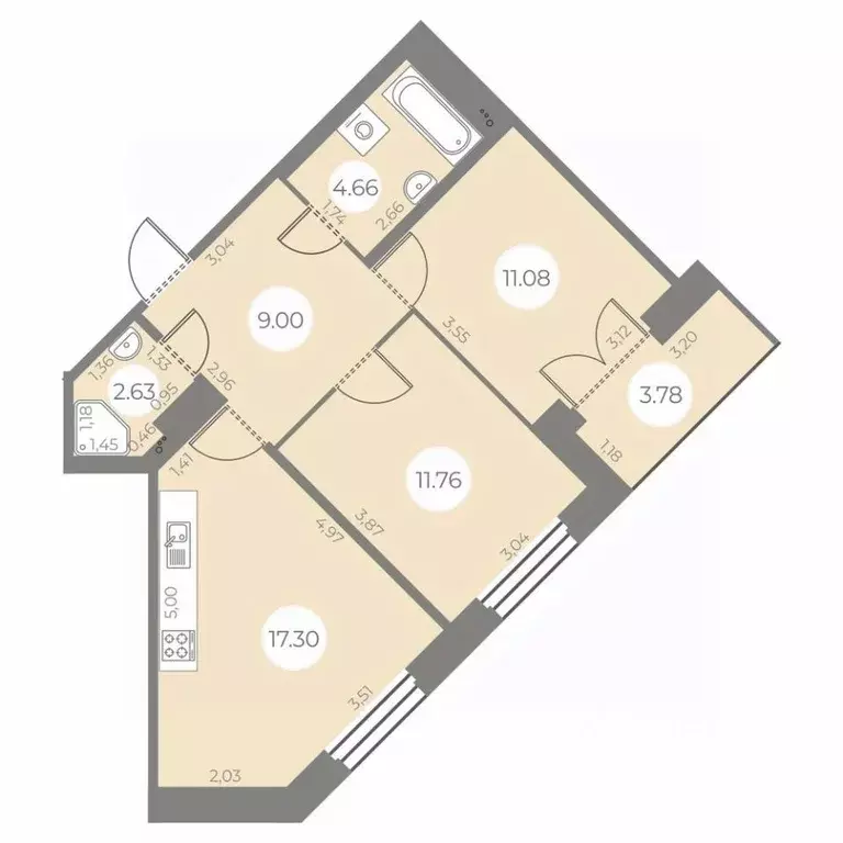 2-к кв. Санкт-Петербург ул. Маршала Захарова, 8 (58.32 м) - Фото 0