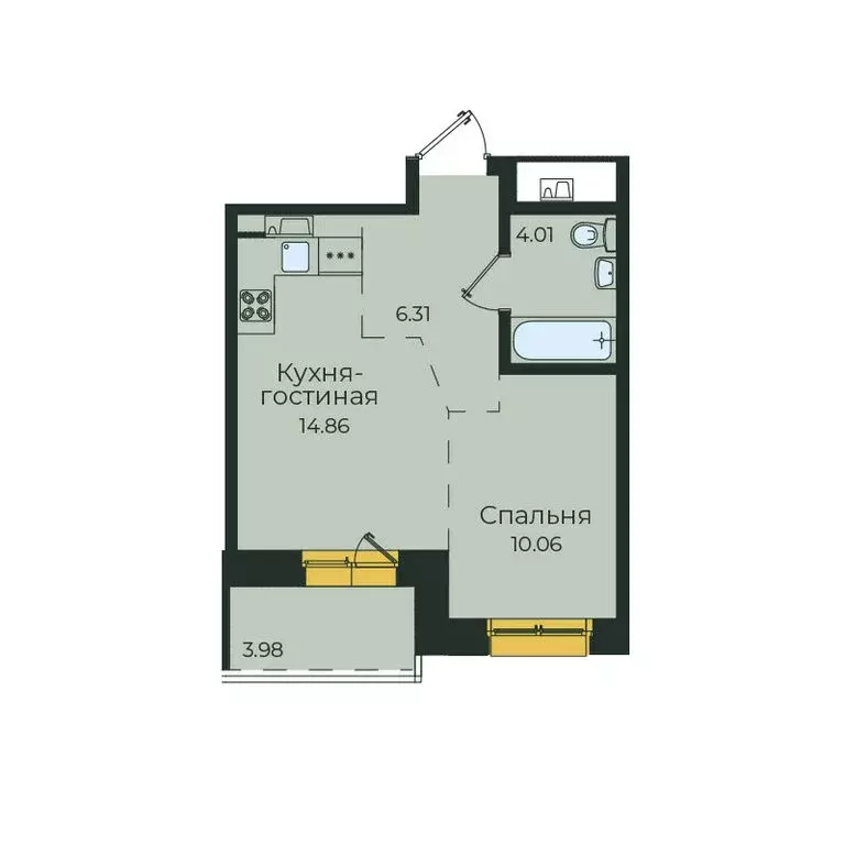 1-комнатная квартира: Иркутск, улица Пискунова, 134 (39.22 м) - Фото 0