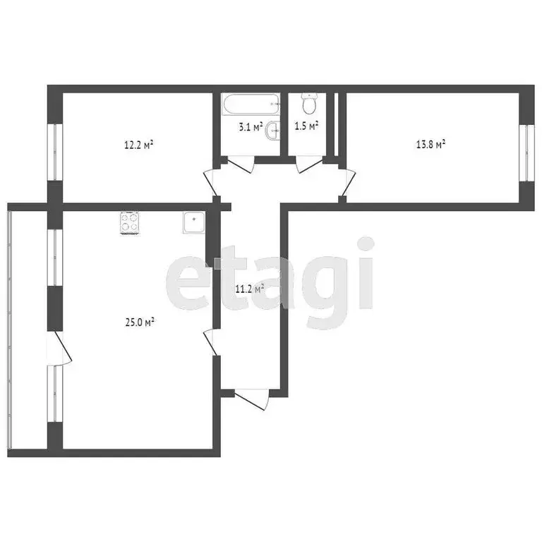 3-комнатная квартира: Тобольск, 7-й микрорайон, 47 (67 м) - Фото 1