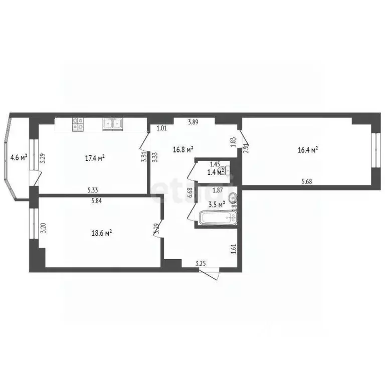 2-к кв. Саха (Якутия), Якутск 203-й мкр, 20 (74.1 м) - Фото 1