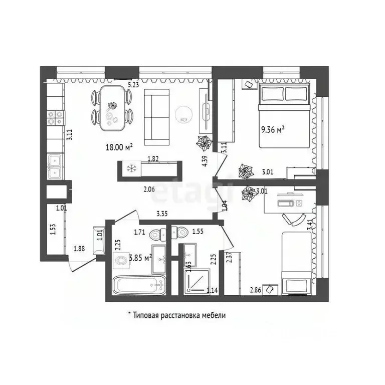 2-к кв. Тюменская область, Тюмень ул. Тимофея Чаркова, 87 (49.6 м) - Фото 2