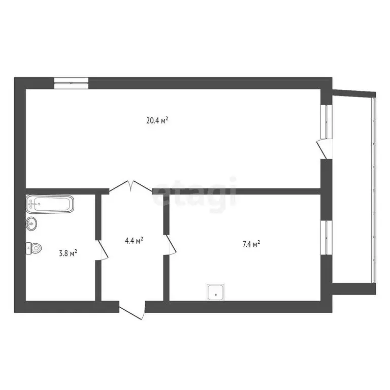 1-комнатная квартира: Раздольное, Комсомольская улица, 35 (36 м) - Фото 0