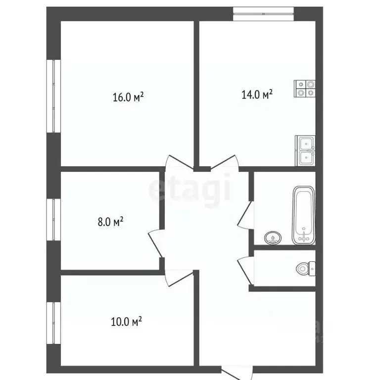 3-к кв. Севастополь ул. Астана Кесаева, 20 (52.8 м) - Фото 2
