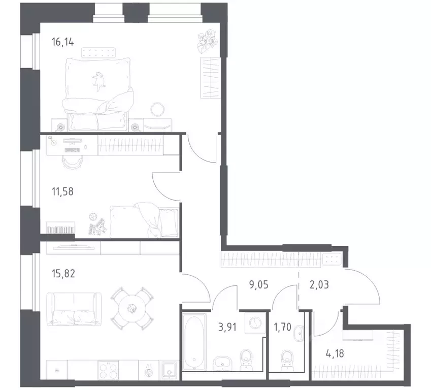 2-к кв. Мурманская область, Кола Кольские Огни жилой комплекс, 1 ... - Фото 1