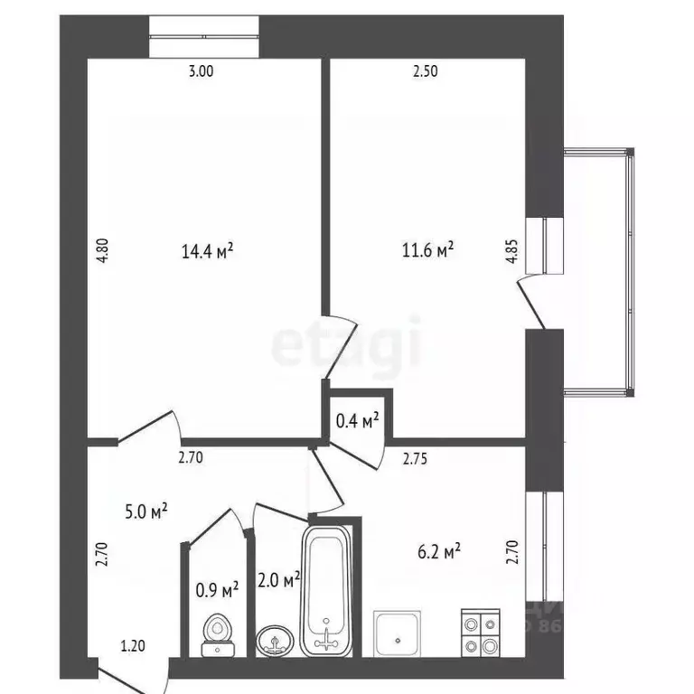 2-к кв. Крым, Сакский район, Новофедоровка пгт ул. Севастопольская ... - Фото 2