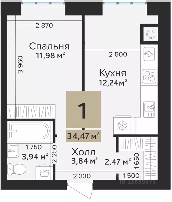 1-к кв. Рязанская область, Рязанский муниципальный округ, с. Дядьково ... - Фото 1