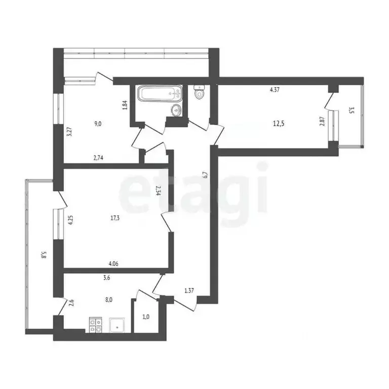 3-к кв. Крым, Саки ул. Ивановой (63.0 м) - Фото 2