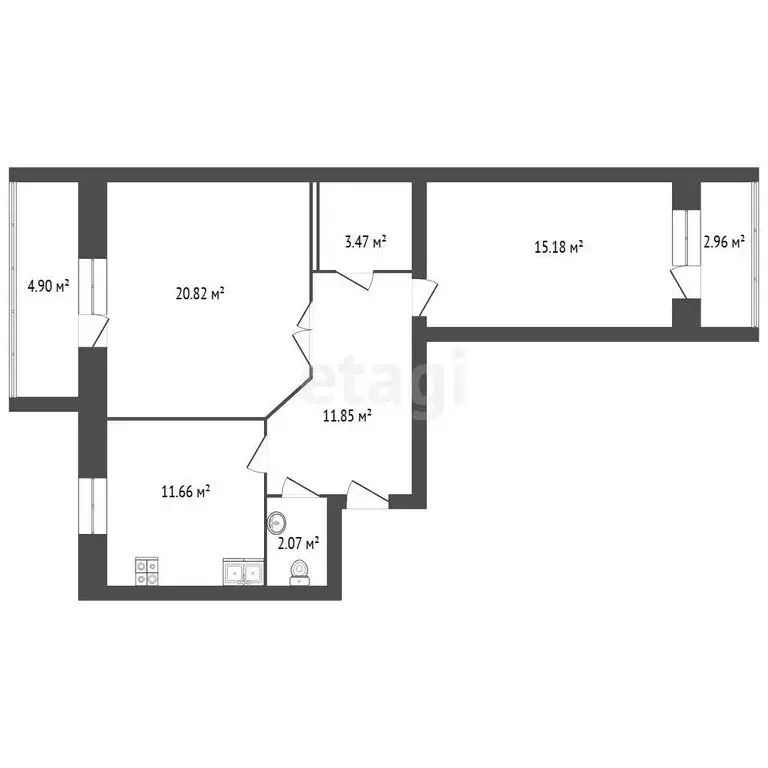 2-комнатная квартира: село Чертовицы, Транспортная улица, 19 (65 м) - Фото 1