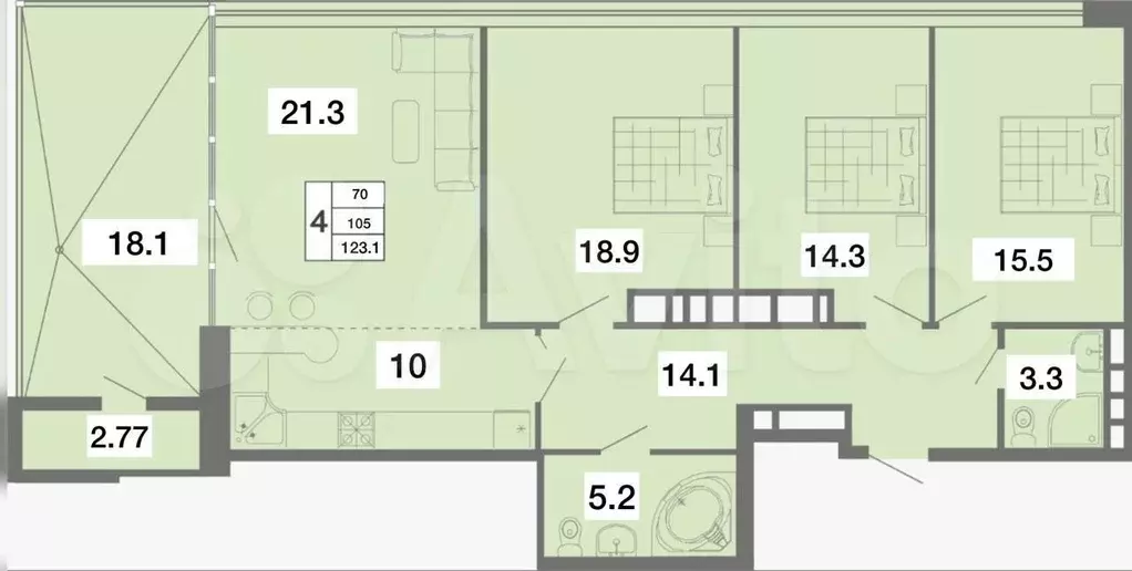 3-к. квартира, 125 м, 19/19 эт. - Фото 0