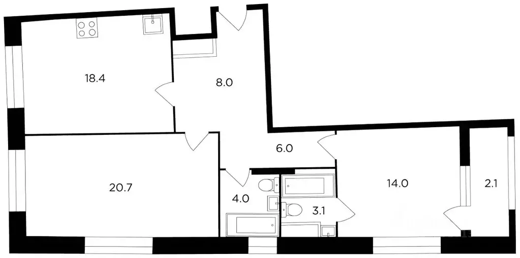 2-к кв. Москва ул. Паршина, 10 (77.0 м) - Фото 2