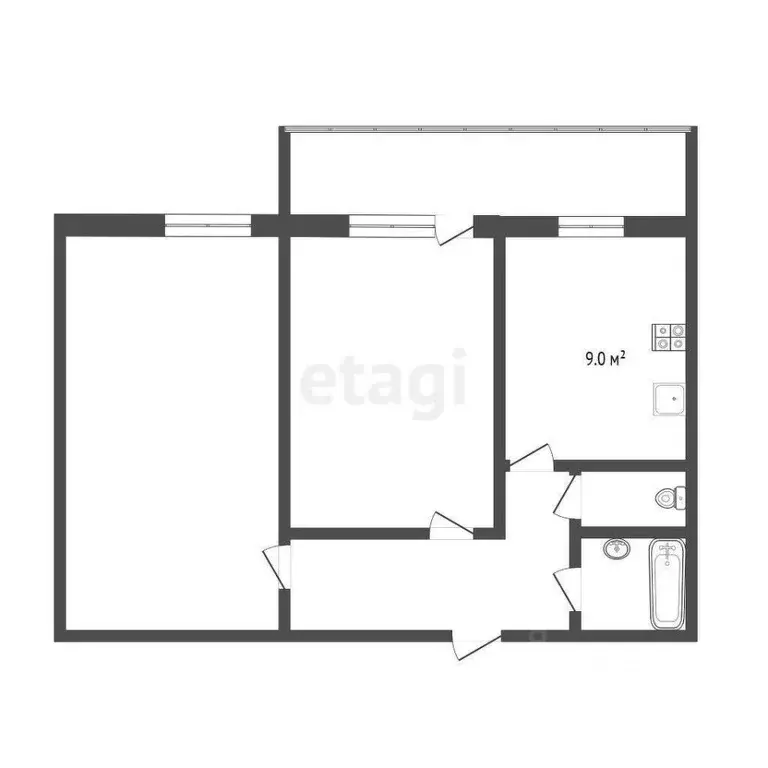 2-к кв. Омская область, Омск ул. 2-я Кольцевая, 3 (48.4 м) - Фото 1