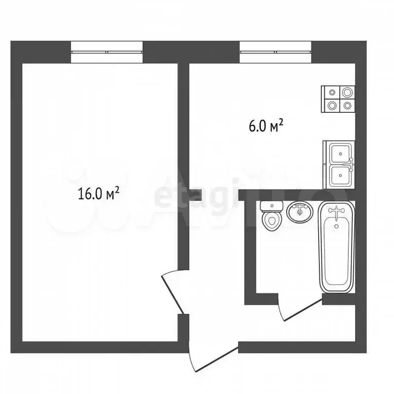 1-к. квартира, 29 м, 1/5 эт. - Фото 0
