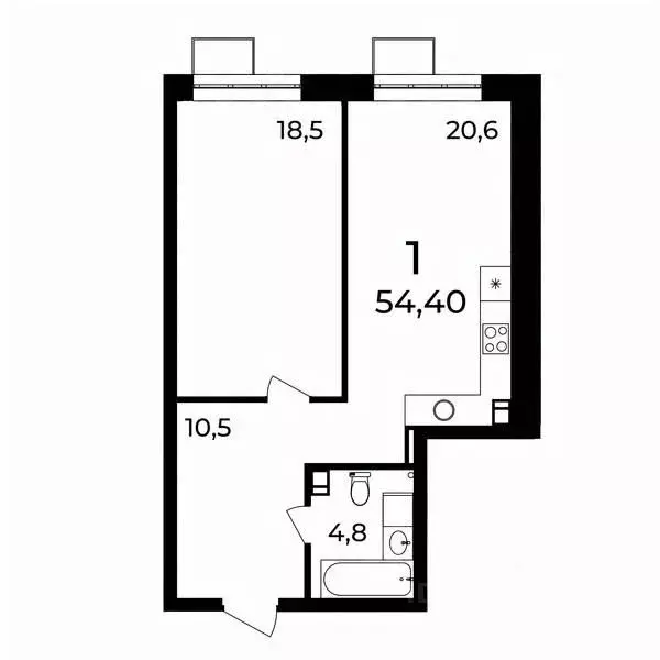 1-к кв. Нижегородская область, Нижний Новгород ул. Воровского, 8 (54.1 ... - Фото 1