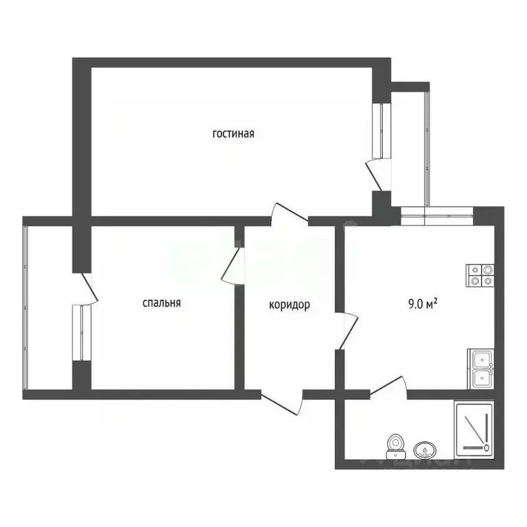 2-к кв. Тюменская область, Тюмень ул. 50 лет Октября, 62а (52.8 м) - Фото 1