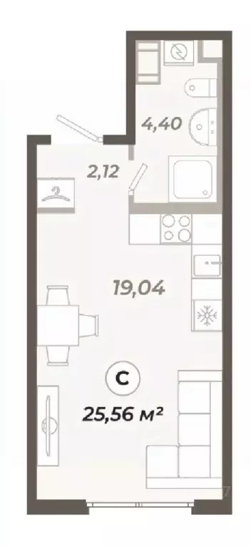 Студия Санкт-Петербург ул. Коли Томчака, 21Д (25.56 м) - Фото 0