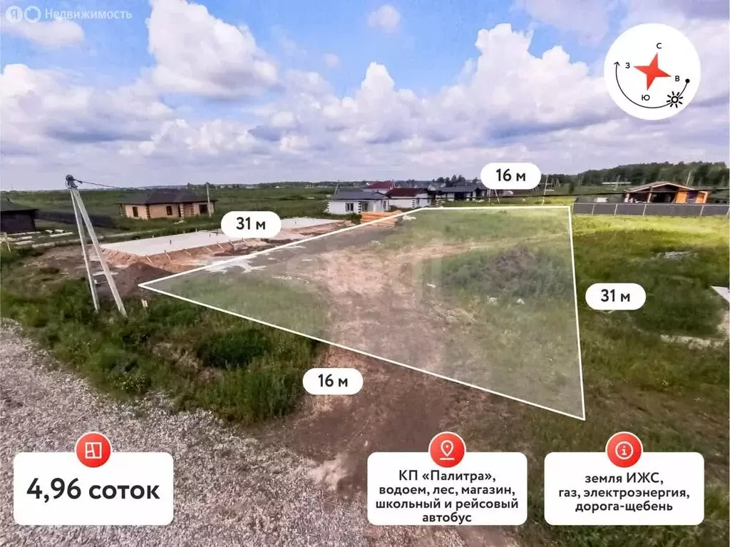 Участок в село Перевалово, коттеджный посёлок Палитра (4.96 м) - Фото 1