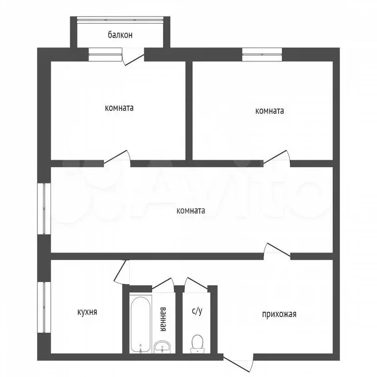 3-к. квартира, 49,7 м, 4/5 эт. - Фото 0