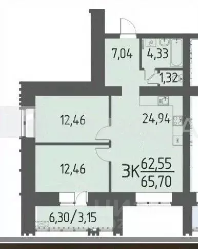 3-к кв. Томская область, Томский район, д. Кисловка, Северный мкр ул. ... - Фото 2