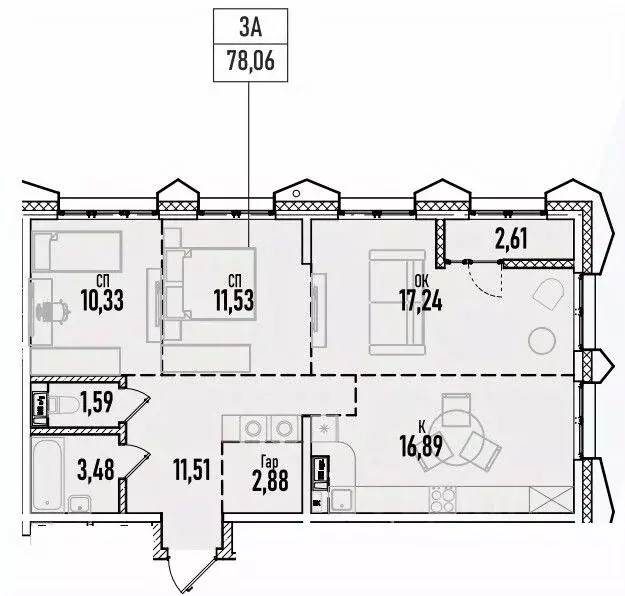 3-к кв. Иркутская область, Иркутск Донская ул., 5Д (78.06 м) - Фото 0