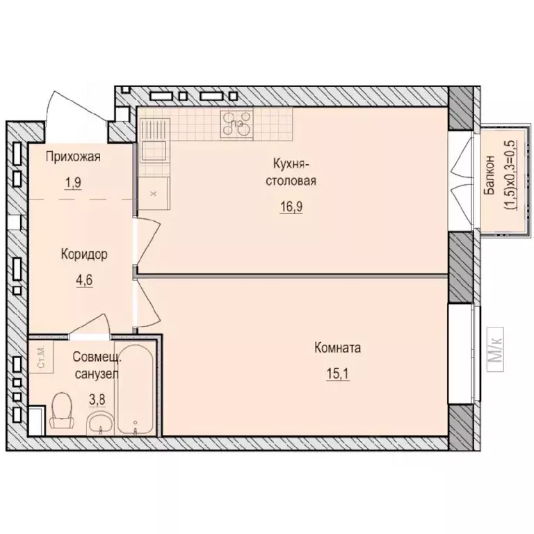 1-к кв. Удмуртия, Завьяловский район, с. Первомайский Санвилл жилой ... - Фото 1