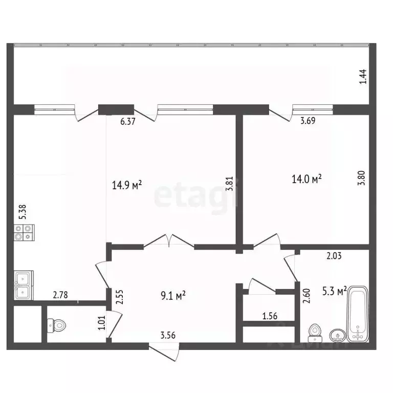 2-к кв. Москва Новогиреевская ул., 5Ак2 (69.7 м) - Фото 2