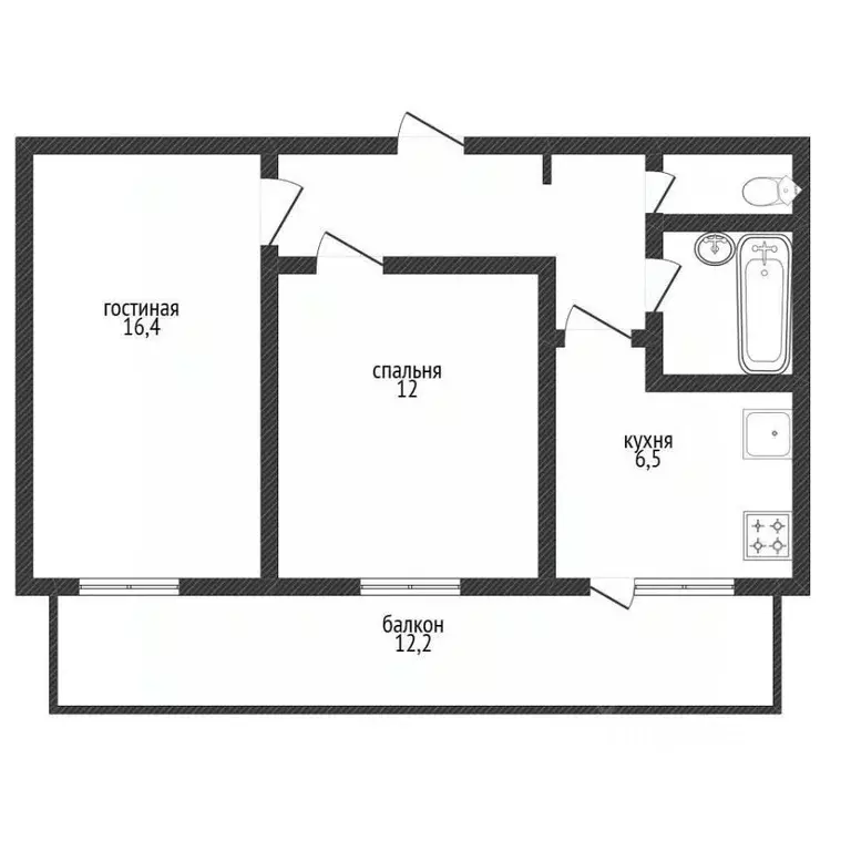 2-к кв. Белгородская область, Белгород ул. Буденного, 2 (49.0 м) - Фото 1