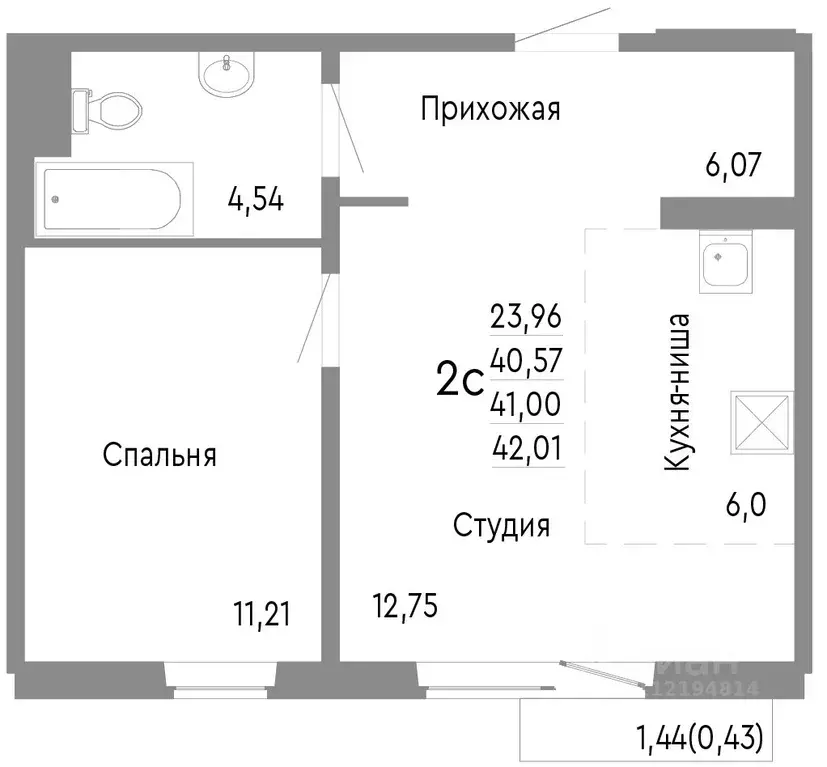 2-к кв. Челябинская область, Челябинск Нефтебазовая ул., 1к2 (41.0 м) - Фото 0