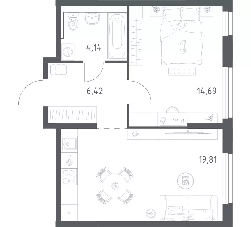 1-к кв. Нижегородская область, Нижний Новгород ул. Дружбы, 33 (45.06 ... - Фото 1