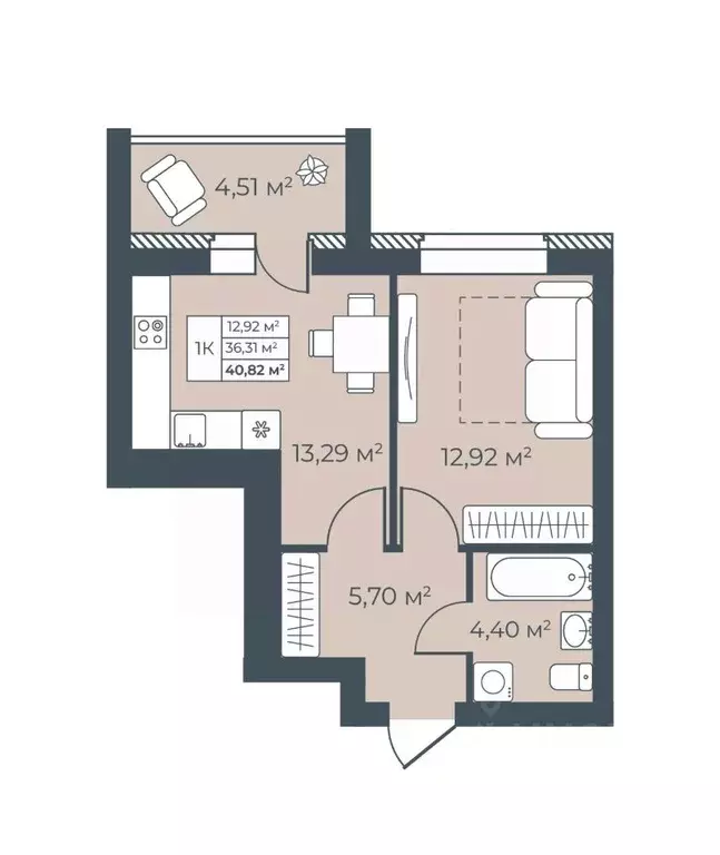 1-к кв. Воронежская область, Бобров  (40.82 м) - Фото 1