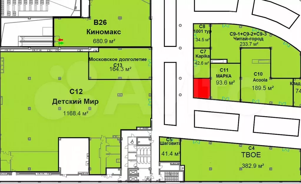 26 м в ТЦ рядом с фудктором и кино - Фото 0