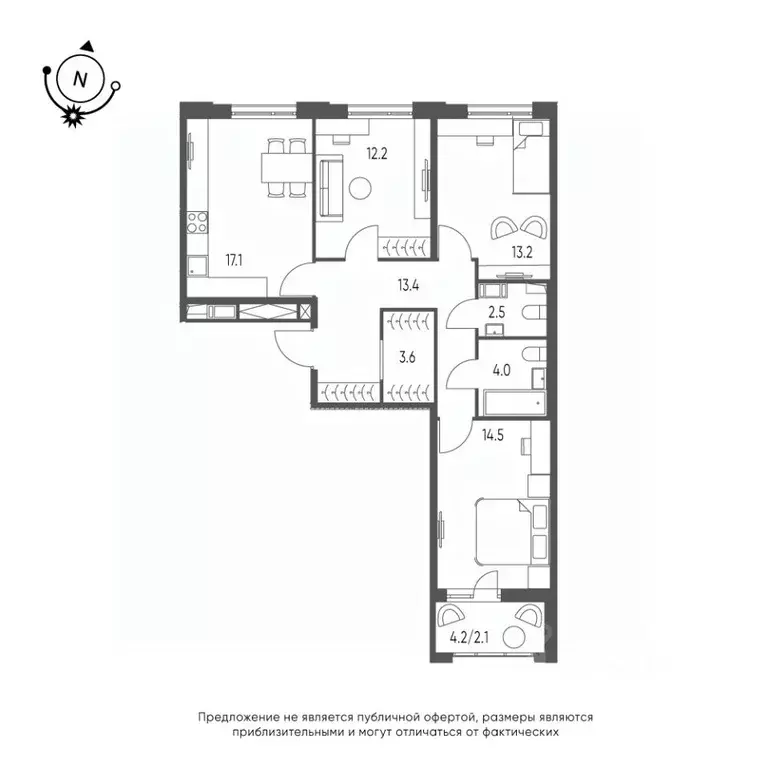 3-к кв. Омская область, Омск Зеленая река мкр, 14 (82.6 м) - Фото 0