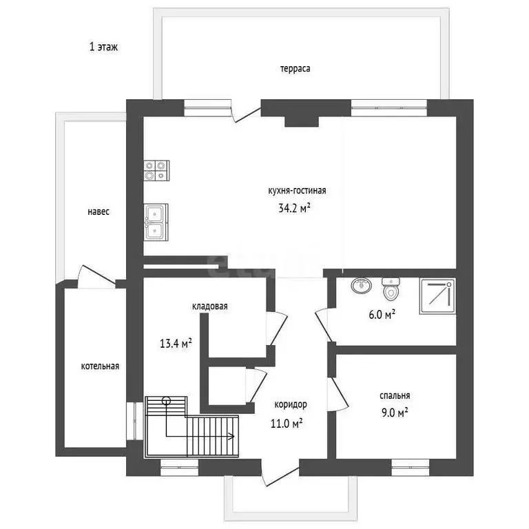 Дом в посёлок Красный Сад, Центральная улица (110 м) - Фото 2