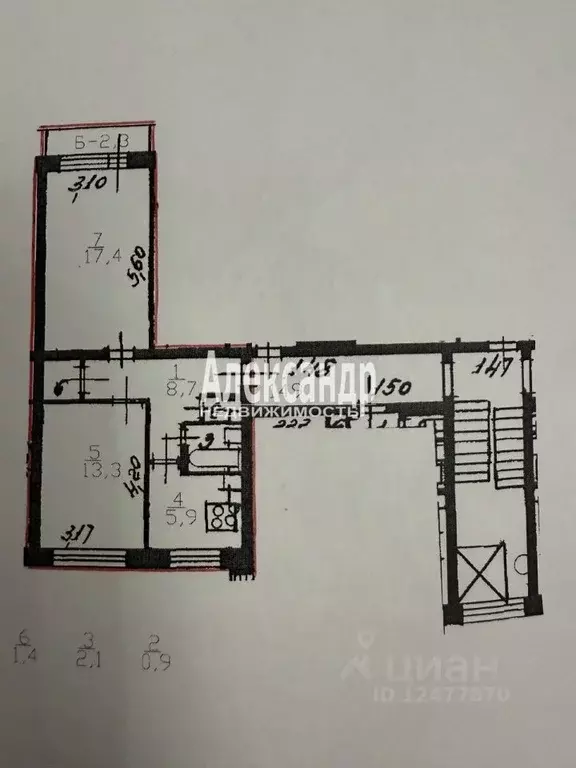 2-к кв. Санкт-Петербург Большая Пороховская ул., 45 (49.7 м) - Фото 1