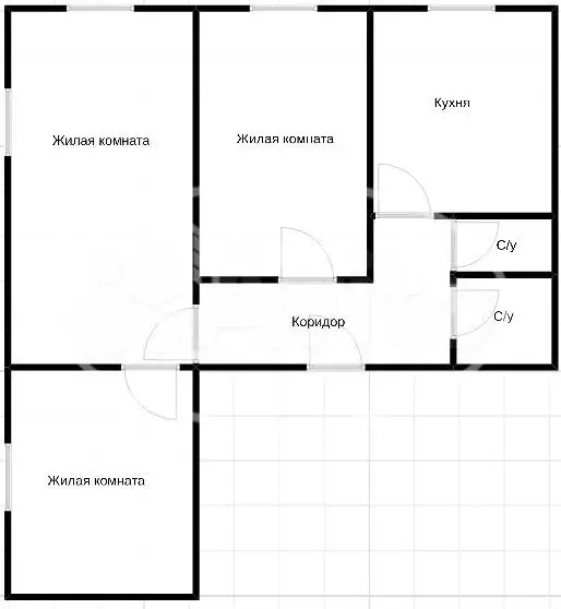 3-к. квартира, 64 м, 3/3 эт. - Фото 0