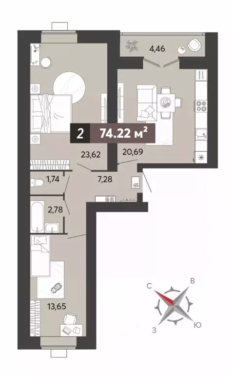 2-к кв. Пензенская область, Пенза ул. 8 Марта, 31к5 (74.22 м) - Фото 1