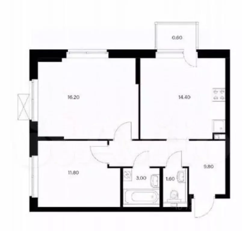 2-к кв. Санкт-Петербург просп. Орлово-Денисовский, 17к1 (57.4 м) - Фото 2