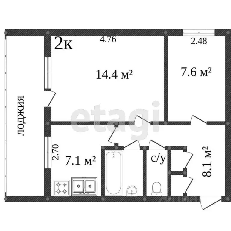 Комната Вологодская область, Вологда Зосимовская ул., 64 (14.4 м) - Фото 1