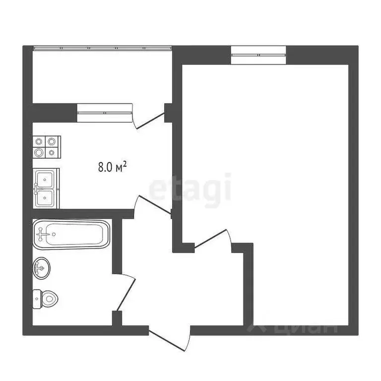 1-к кв. Владимирская область, Муром Пролетарская ул., 59 (37.2 м) - Фото 1