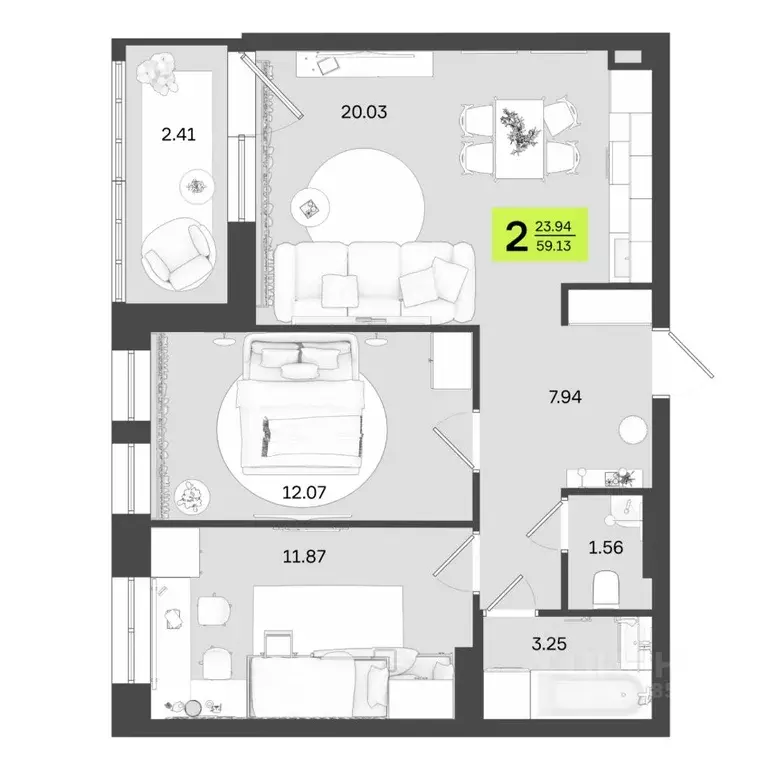 2-к кв. Башкортостан, Уфа ул. Акназарова, 20 (59.1 м) - Фото 0
