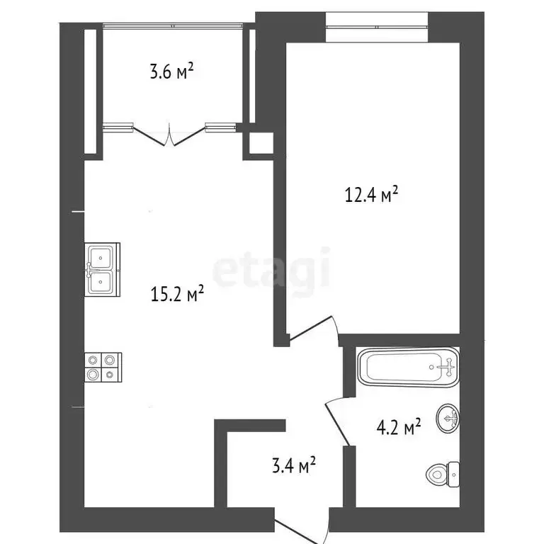 1-комнатная квартира: Тюмень, улица Василия Малкова, 7 (38.98 м) - Фото 0